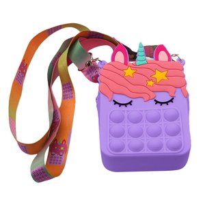 Kid's Pop-It Bubble Unicorn And Fruits Fidget Crossbody Handbag (Berry)
